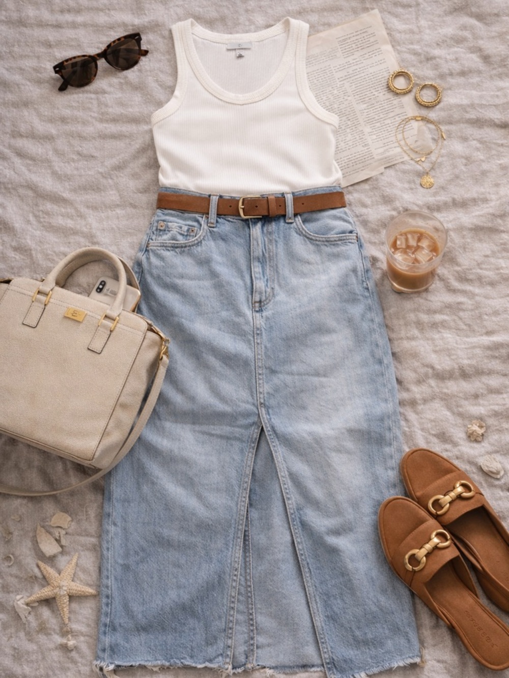 Pistola Alice Midi Denim Skirt with Center Slit - Picture 2 of 7